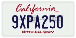 9XPA250  license plate in CA