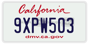 9XPW503 license plate in California