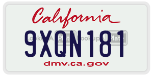 9XQN181  license plate in CA