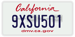 9XSU501 license plate in California
