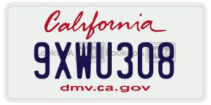 9XWU308  license plate in CA