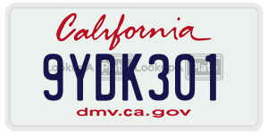 9YDK301  license plate in CA