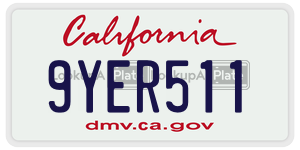 9YER511 license plate in California