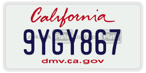 9YGY867  license plate in CA