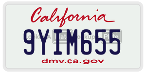 9YIM655 license plate in California