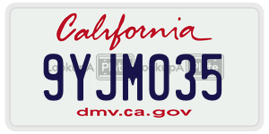 9YJM035  license plate in CA