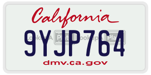 9YJP764  license plate in CA