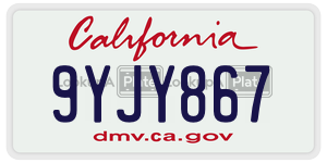 9YJY867  license plate in CA