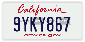 9YKY867  license plate in CA