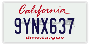 9YNX637  license plate in CA