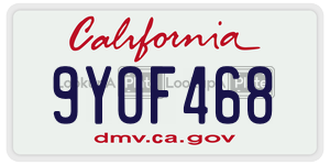 9YOF468  license plate in CA