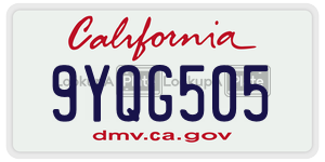 9YQG505  license plate in CA