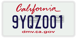 9YQZ001  license plate in CA