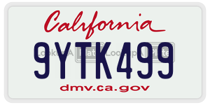 9YTK499  license plate in CA