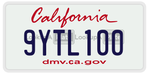 9YTL100  license plate in CA