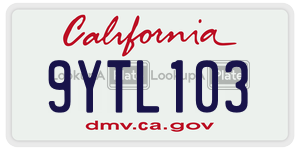 9YTL103  license plate in CA