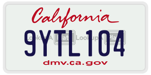 9YTL104  license plate in CA