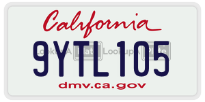 9YTL105  license plate in CA