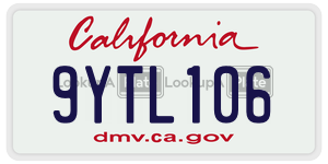 9YTL106  license plate in CA