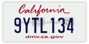 9YTL134  license plate in CA