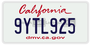 9YTL925  license plate in CA