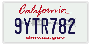 9YTR782  license plate in CA
