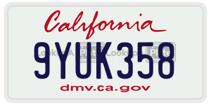 9YUK358 license plate in California