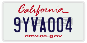 9YVA004  license plate in CA