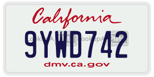 9YWD742 license plate in California