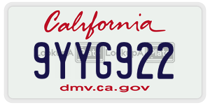 9YYG922  license plate in CA