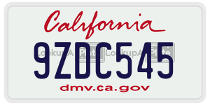 9ZDC545  license plate in CA