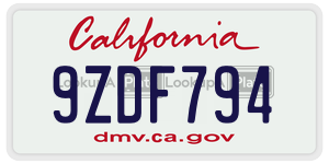 9ZDF794  license plate in CA