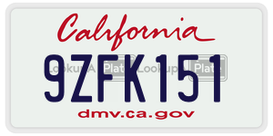 9ZFK151 license plate in California