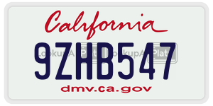 9ZHB547 license plate in California