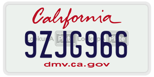 9ZJG966  license plate in CA