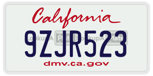 9ZJR523  license plate in CA