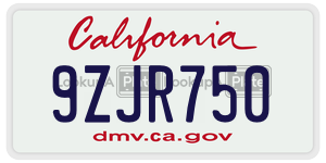 9ZJR750  license plate in CA