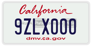 9ZLX000  license plate in CA