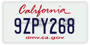 9ZPY268  license plate in CA