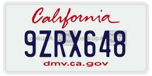 9ZRX648  license plate in CA