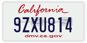 9ZXU814  license plate in CA