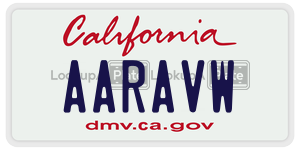 AARAVW  license plate in CA
