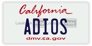 ADIOS license plate in California