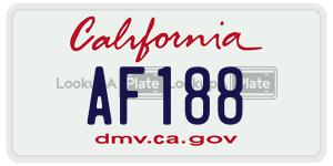 AF188 license plate in California