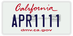 APR1111  license plate in CA