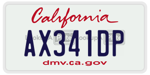 AX341DP  license plate in CA