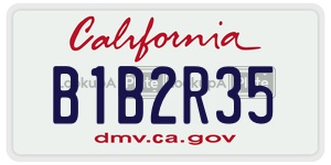 B1B2R35 license plate in California