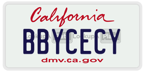 BBYCECY license plate in California