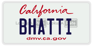 BHATTI license plate in California