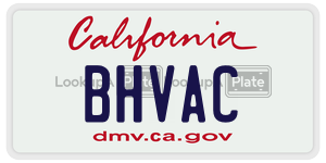 BHVAC  license plate in CA